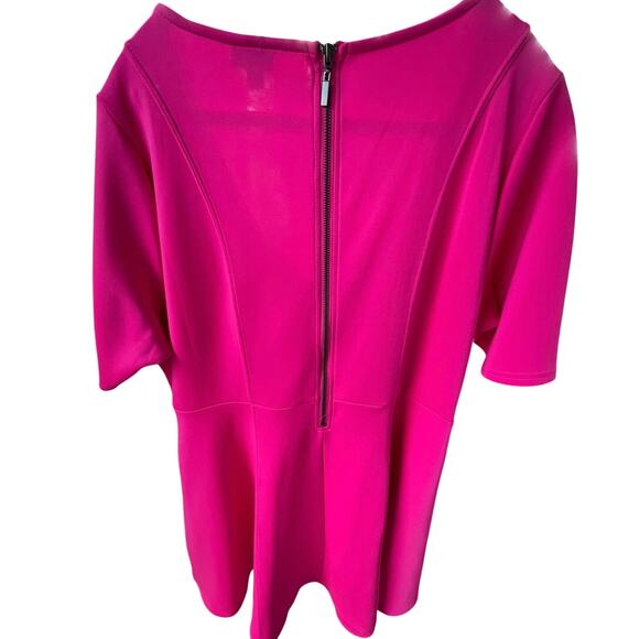 Torrid Fluted Fit & Flare Scuba Hot Pink Mini Dress Pockets Woman Plus Size 2X - Picture 5 of 9